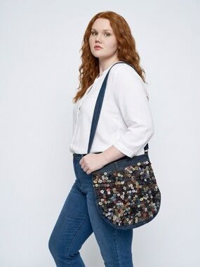 Denim Buttoned Cross Bag